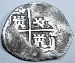 1600 s spanish silver 2 reales piece of 8 real two bits pirate cob treasure coin ebay ebay