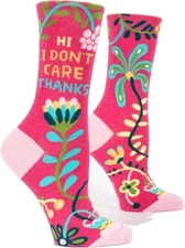 Blue Q Women's Crew Socks Hi I don't care Thanks women shoe size 5-10