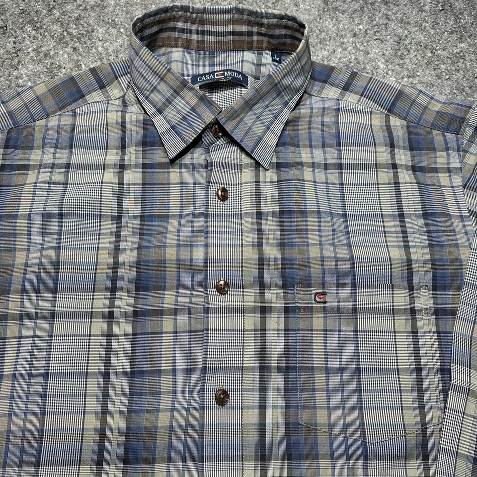 Casa Moda Men's Dress Shirt L Plaid Long Sleeves Button Up - Image 4 of 4