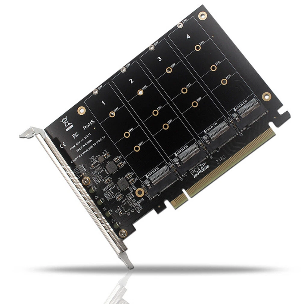 PCI Express x 8 to Quad M.2 NVMe SSD Switch Adapter 2280, nvme 8to