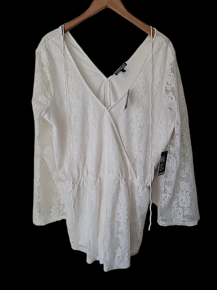 Экспресс кружевной комбинезон с длинным рукавом большой слоновой кости фея прихоть романтический кружевной $70 - Изображение 2 из 4