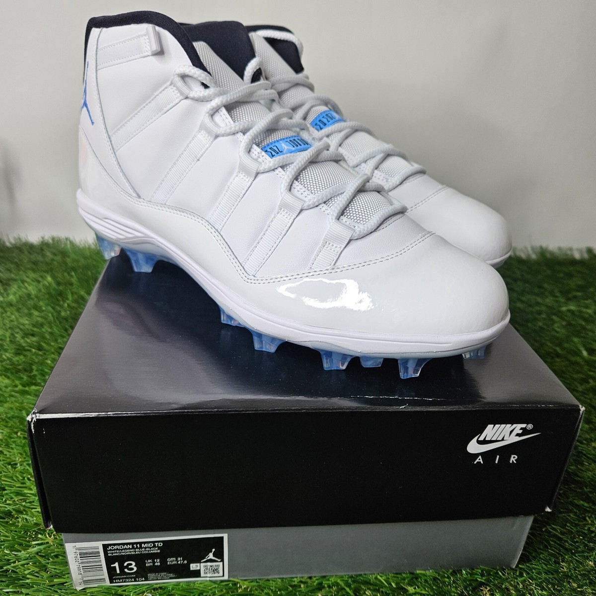 Jordan 11 TD Football Cleats White Columbia Blue 12-14 New | eBay