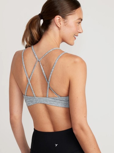 Old Navy Women’s Light Support Strappy V-Neck Sports Bra Gray Size XXL 3X 4X $20 - Picture 4 of 9