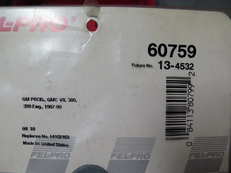 Junta de carrocería del acelerador Fel-Pro 60759 NOS (O-A1-2)  Foto 2 de 2