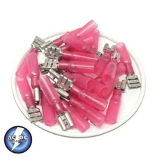 100 Red Heat Shrink Marine FeMale QDC Crimp Terminals AWG 22-18 .250