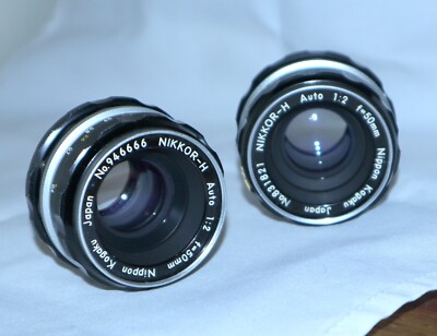 Nikon NIKKOR-H | (x2) Auto 1:2 f=50mm Nippon Japan Lens Pair