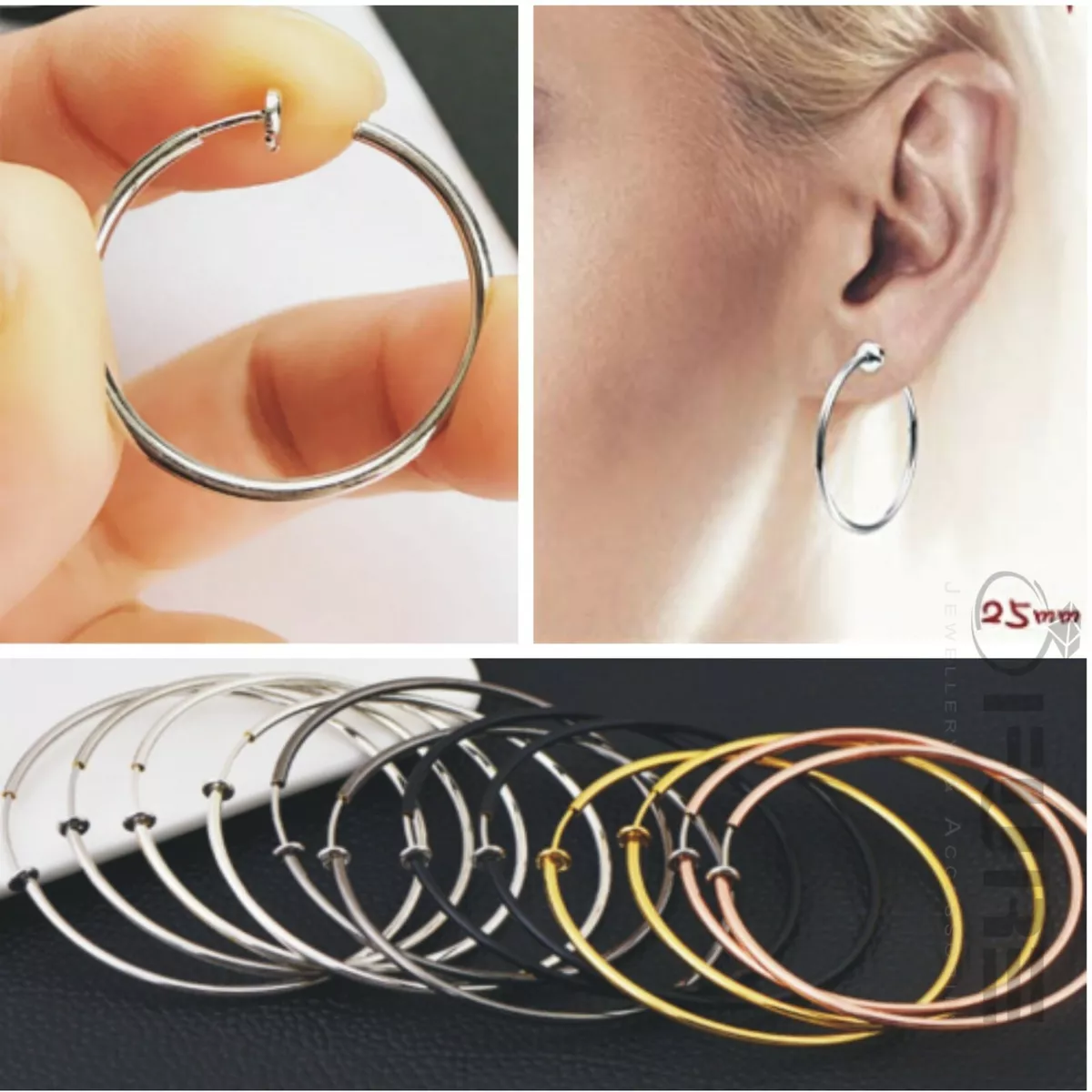 Hot 1-3Pcs Stainless Steel Ear Clip Earrings Non Piercing Round Ear Circle Fake  Earrings Punk Simple Ear Jewelry For Women Man