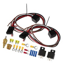 Dual Electric Fan Relay Kit with Thermostatic Sensor Switch 185 on 175 off 40A