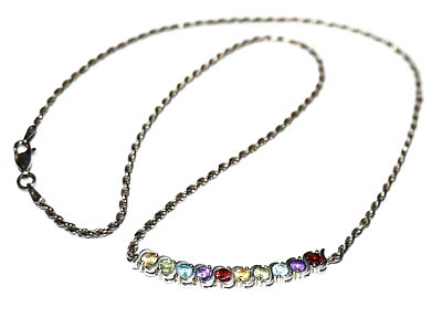 1970's Vintage .925 STERLING SILVER Multicolor Gemstone 16.5