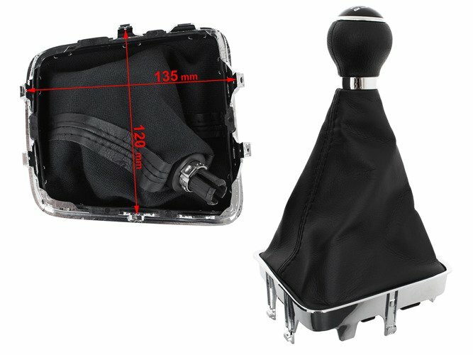 Pomello Del Cambio + Cuffia In Pelle Per VW Touran E Caddy - 6 Marce Nero Con Cucitura - Diametro 12 Mm