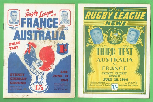 #MM. TWO 1964 AUST. V FRANCE RUGBY LEAGUE NEWS' PLUS SIGNED FRENCH TEAM CARD - Picture 3 of 5