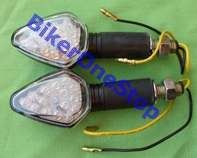 INDLED10 - Pfeil Speerkopf LED BLINKER Paar LANGER SCHWARZER STIEL E-markiert NEU