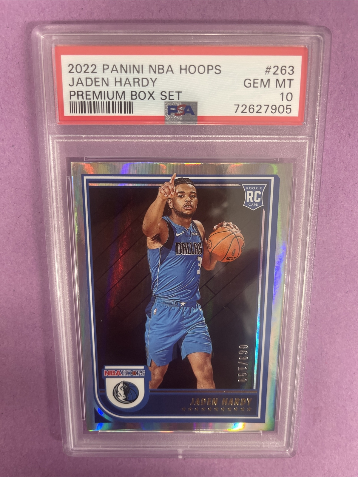 2022-23 Panini Hoops Premium Jaden Hardy #263 RC Rookie /199 PSA 10 #7905 (CT1)