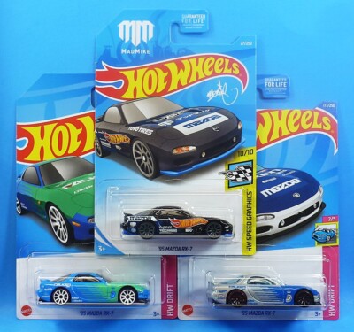 HOT WHEELS 3-95-MAZDA RX-7 VARIATIONS MAD MIKE SPEED GRAPHICS