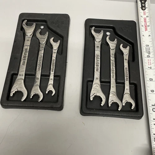 Vintage (3) Piece A&S Tools Double Open End Alden Wrench Set  w/Holder Met&Eng