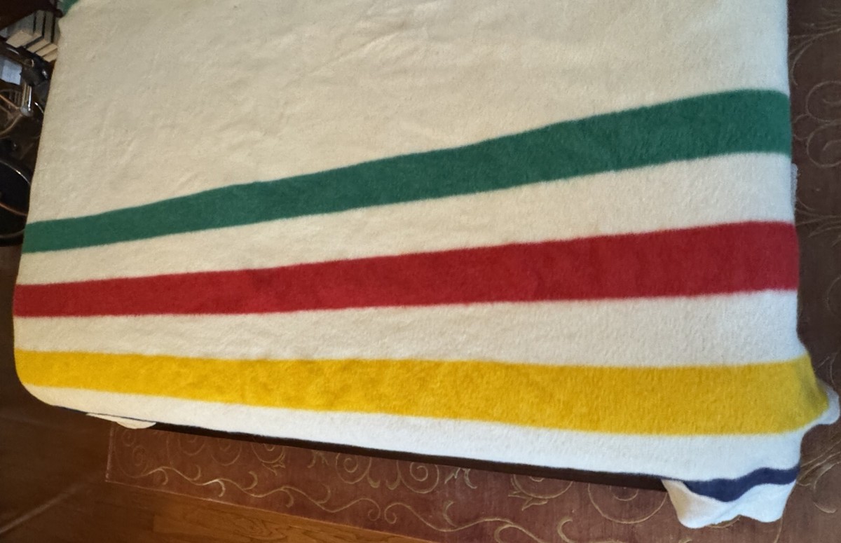 Vintage Hudson's Bay Blanket 8 Point King Size 100% Wool Made in