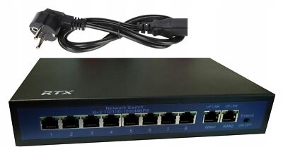 RTX-Switch 8 PoE-Ports bis zu 250 m + 2 Uplink-Ports