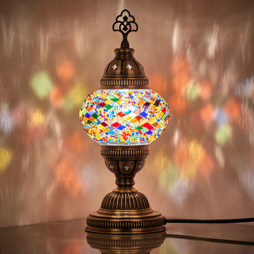 10 lampes de bureau en mosaïque turque marocaine colorée abat-jour, 12" - Photo 1 sur 33