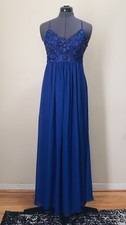 Sue Wong Blue Beaded Evening Dress