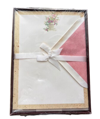 New Vintage Mead STATIONERY 12 Sheets Paper Montag Floral Pink