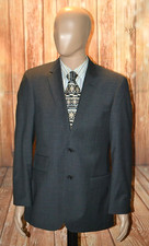 Hugo Boss Men Super 100 Wool Check Charcoal Dual Vent Sports Coat Sz 40R