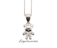 ciondolo orsetto teddy argento 925 con  zirconi bianchi Con Collana  Argento 