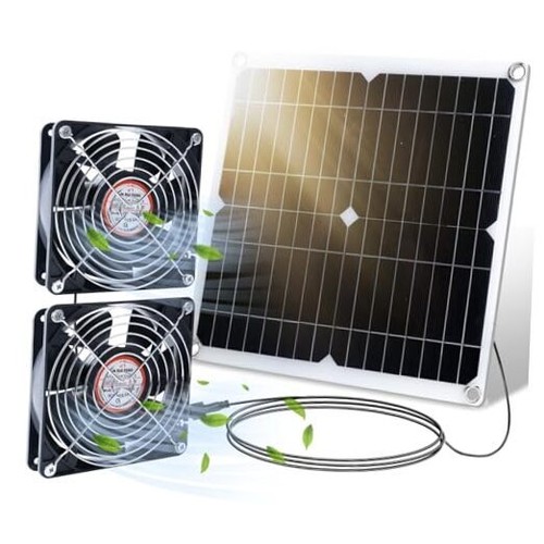 Solar Fans, 12W Solar Powered Fan for Chicken Coop, Small Solar Panel Fan with
