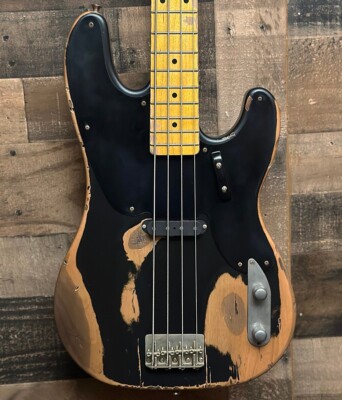 Nash PB-55 Black 4-String Bass Guitar - Extra Heavy Aging