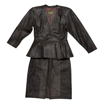 VINTAGE DANIER 2-PIECE Genuine LEATHER Business Casual Formal Suit Set Womens 10