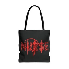 RN Nurse Red on Black Tote Bag