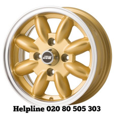 13x5.5 Hillman Imp / MG Midget Gold Hi-lite Wheels x 4 / Minilight Design (New)