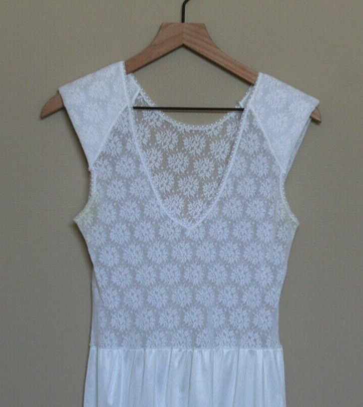 Vintage Shoulder Pads Slip Lace White Size Small Vtg … Gem
