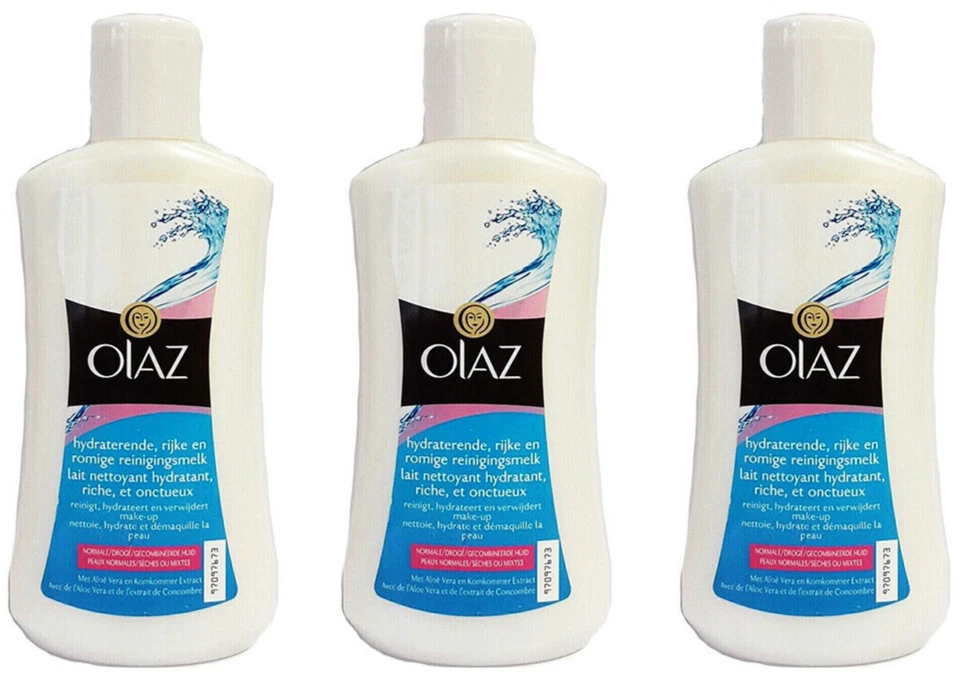 3x Olaz Essentials Reinigungsmilch Feuchtigkeitsspendende reichhaltige,200ml NEU
