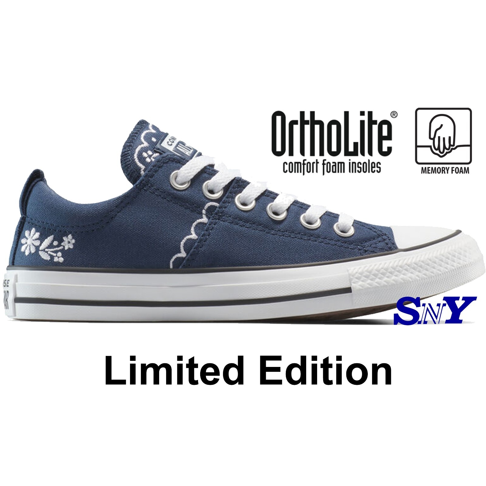 CONVERSE Women’s Chuck Taylor All Star Madison Embroidered Flowers Low Top Shoes CONVERSE Women’s Chuck Taylor All Star Madison Embroidered Flowers Low Top Shoes