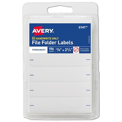 Avery 6141 File Folder Labels, Self Adhesive, Permanent, 5/8x2-3/4'' Pack of 156