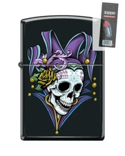 Zippo 82244 scary mardi gras sugar skull jester Lighter + FLINT PACK