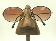 Vintage Police Eastern States Black Gold Metal Oval Sunglasses Frames