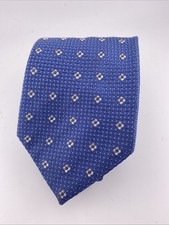 Ermenegildo Zegna 100 Silk Blue Geometric Pattern Classic Tie Made Italy