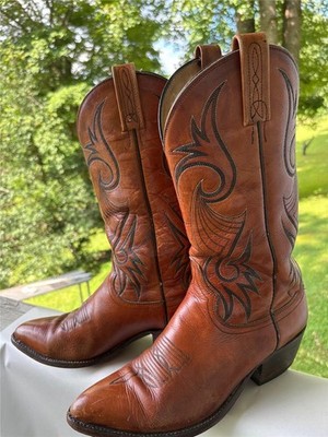 Dan Post Milwaukee Cowboy Western Boots Size 9.5 D Made in USA Cognac Brown