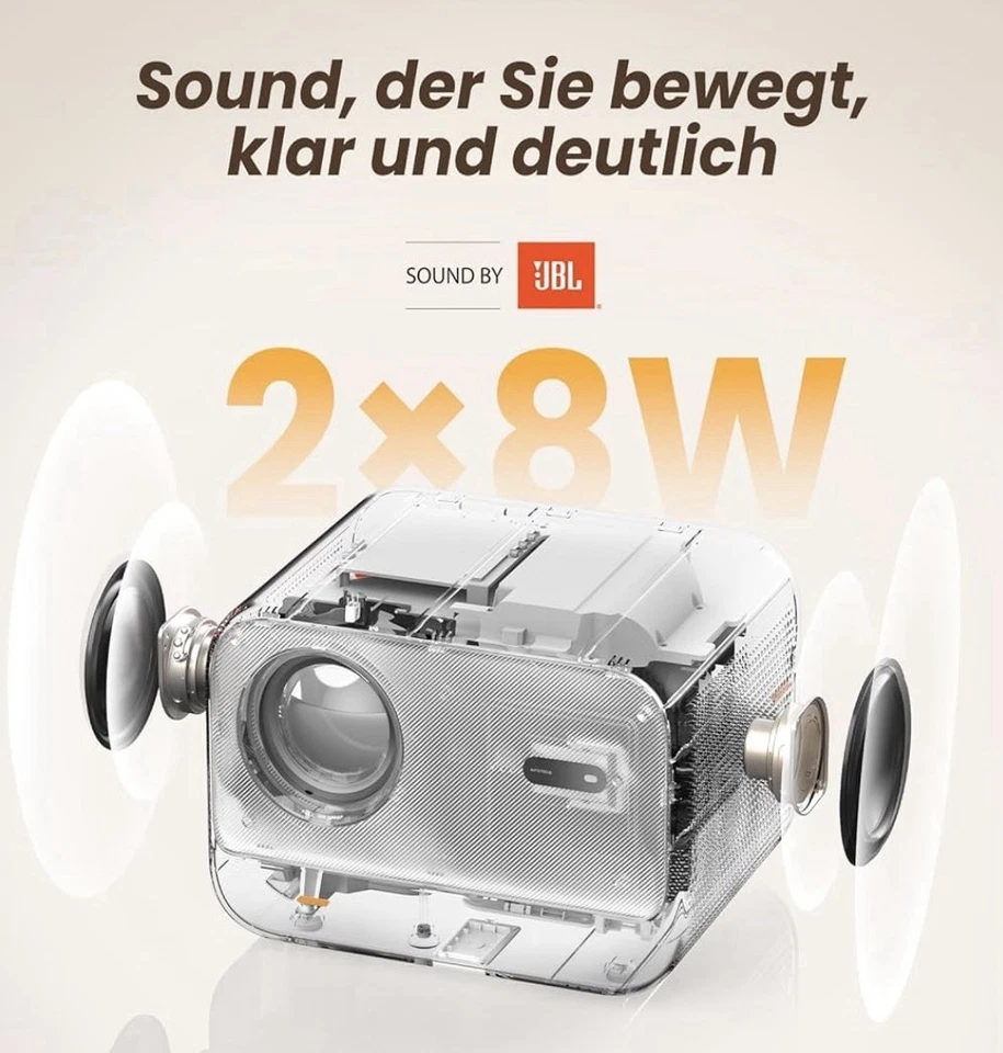Beamer Sound by JBL, 700 ANSI 1080P Native Projektor, Yaber L2s Autofokus - Bild 2 von 4