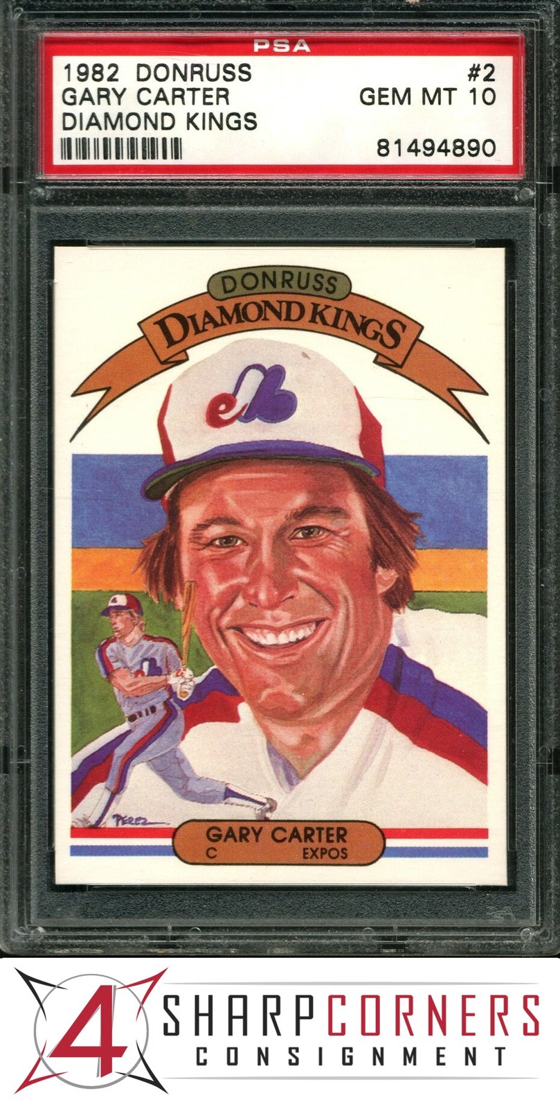 1982 DONRUSS DIAMOND KINGS #2 GARY CARTER EXPOS HOF PSA 10
