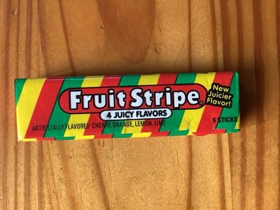Vintage 1980 s? FRUIT STRIPE bubble gum pack 4 Juicy Flavors Sealed