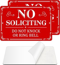 No Soliciting Sign for Front Door, 2 Pack Large 9 x 6 inches , Red /White