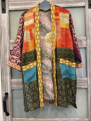 John Mark Kimono Cardigan Womens Sz L Embroidered Romantic Boho Resort
