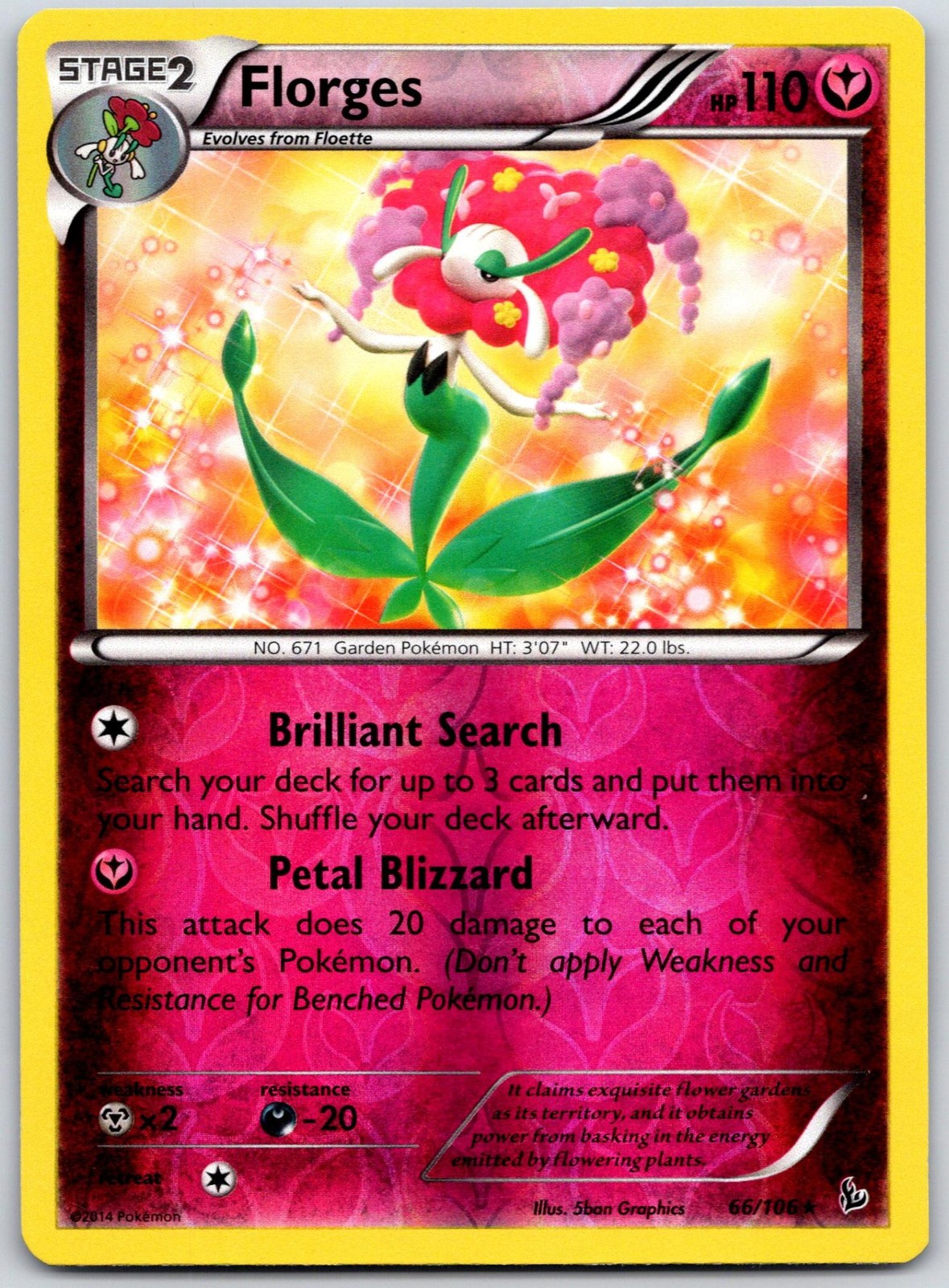 POKEMON FLASHFIRE FLORGES 66/106 RARE REVERSE HOLO LP