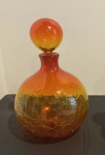 Blenko 636L In Tangerine Crackle 12”