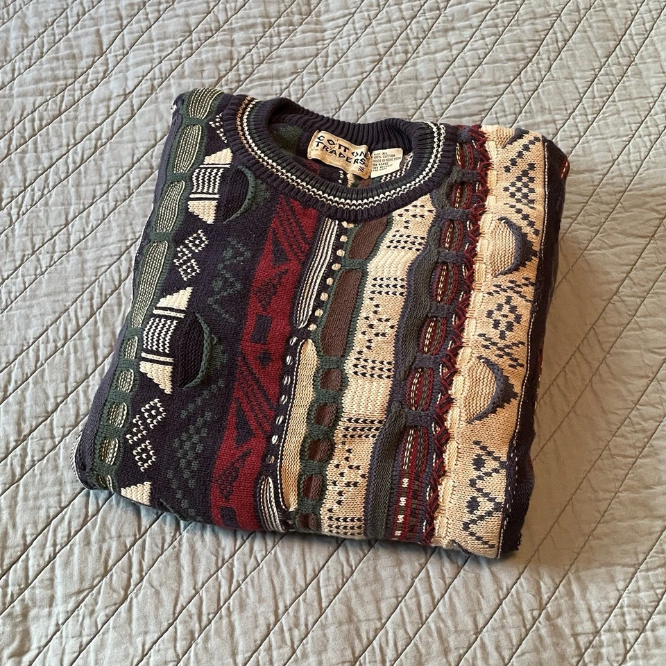 Suéter Vintage Algodón Traders Para Hombre XL Multicolor Coogi/Cosby Estilo Y2K Años 90 Foto 3 de 4