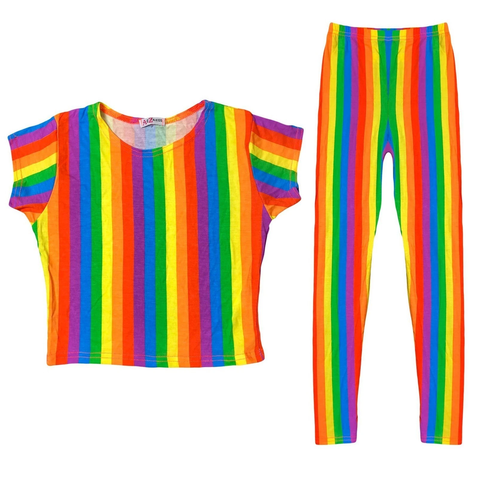 Kids Girls Rainbow Crop Top Legging Multi Color Summer Wear Outfit Set 7-13 Yr
Opens in a new window