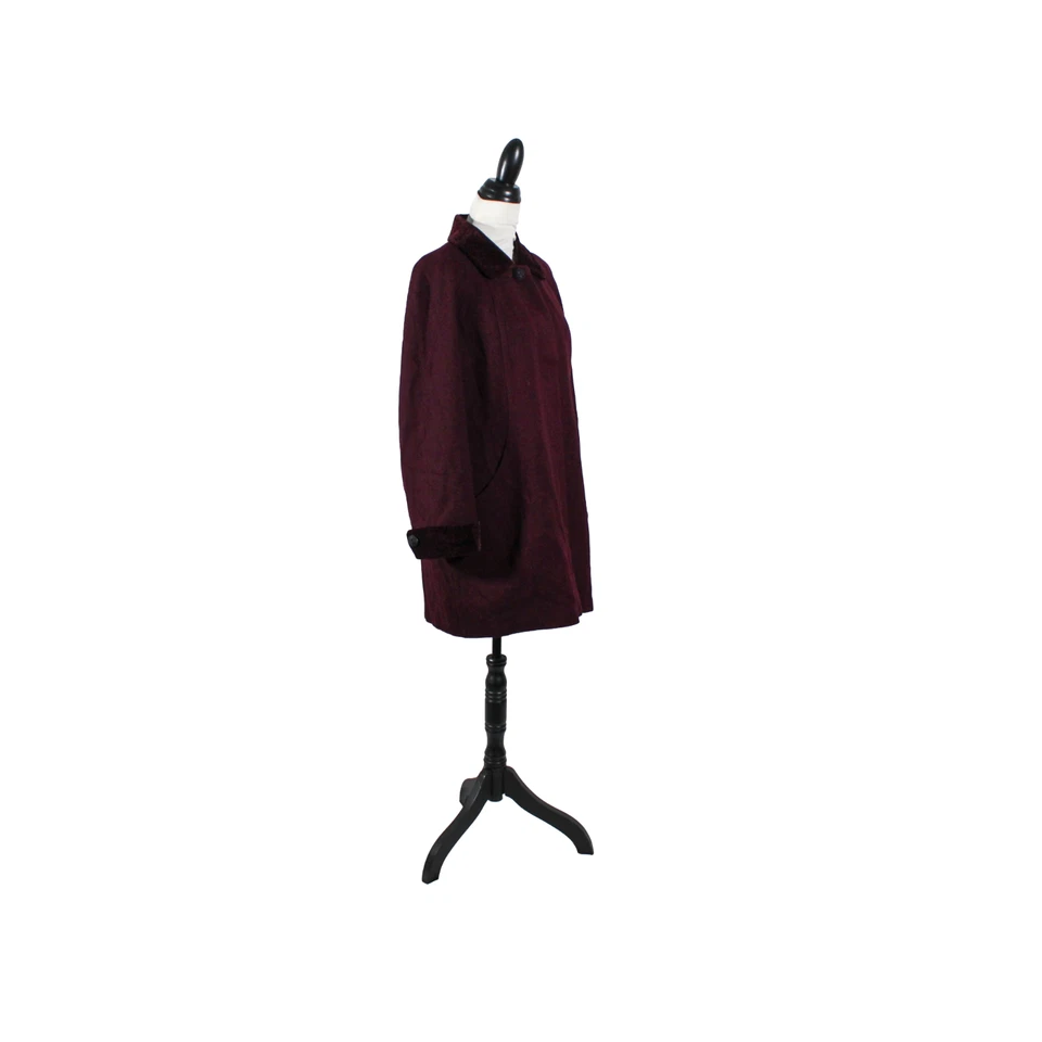 Vintage 1980s Burgundy Wool Jacket with Leopard Print Trim Retro Old Hollywood - Изображение 3 из 4