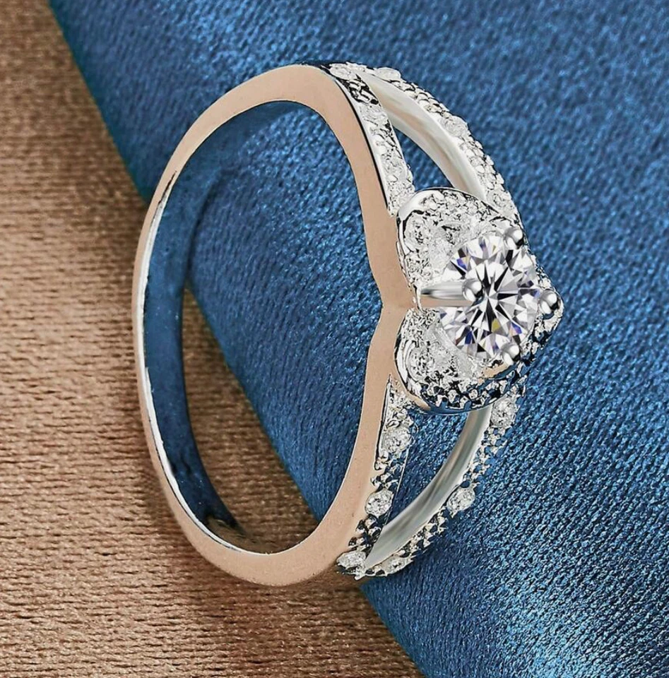 Anillos Sortijas Argollas de Compromiso Matrimonio Plata 925 Para Mujer Joyeria - Image 3 of 4